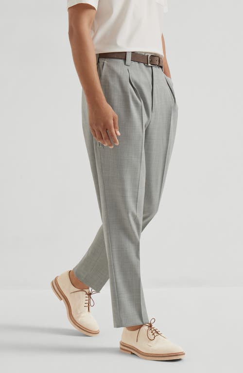 Brunello Cucinelli Wool And Cotton Trousers With Cuffs In Gray