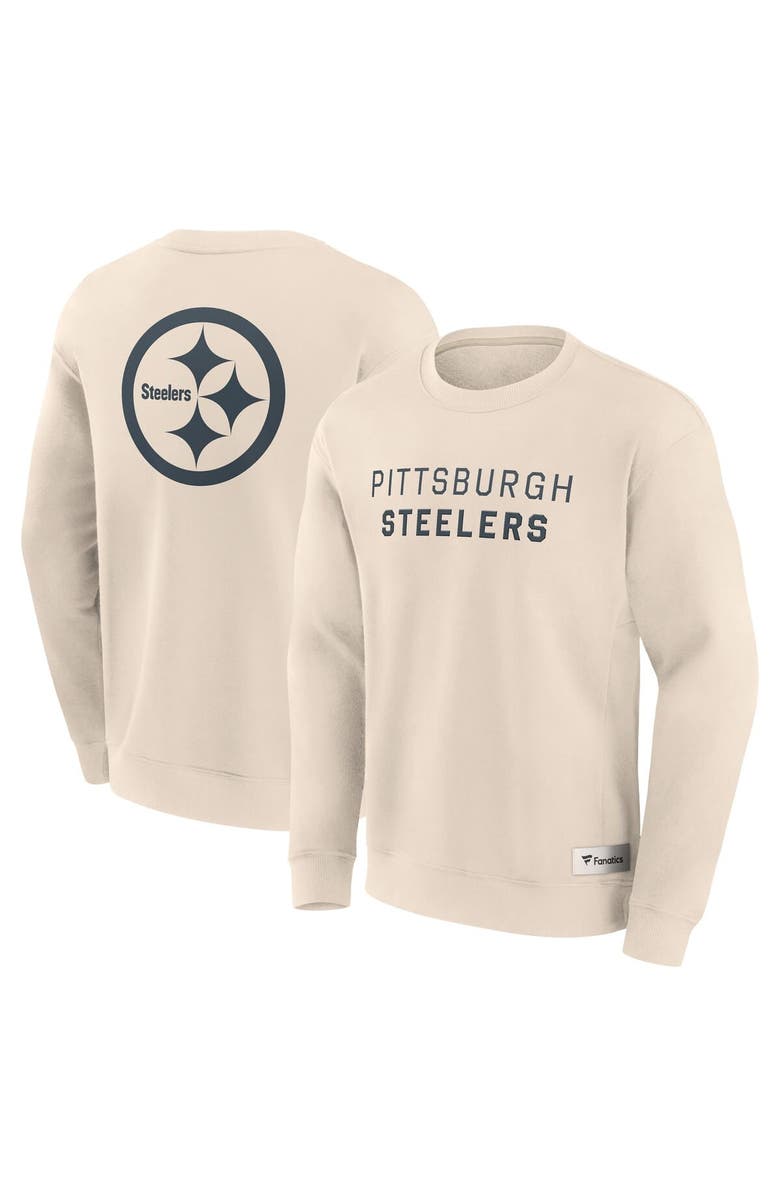 FANATICS Men's Fanatics Cream Pittsburgh Steelers Elements Future Ground Lettering Pullover Sweatshirt, Main, color, Cream