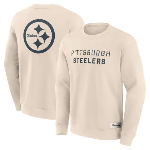 Men's Fanatics Cream Pittsburgh Steelers Elements Future Ground Lettering Pullover Sweatshirt