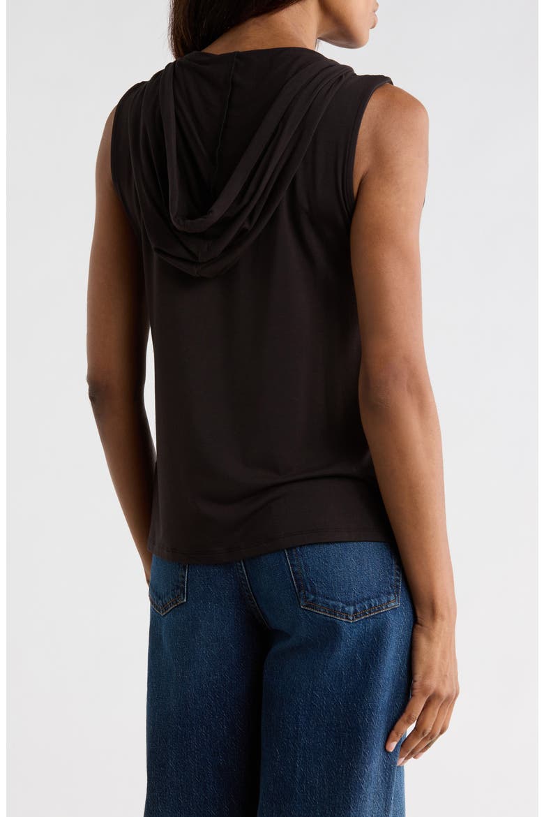 Half Zip Sleeveless Hoodie, Alternate, color, BLACK