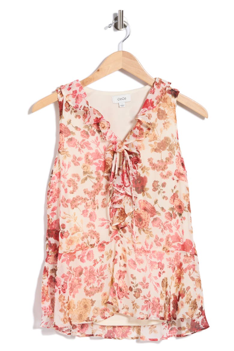 Ruffle Sleeveless Top, Alternate, color, EGRET