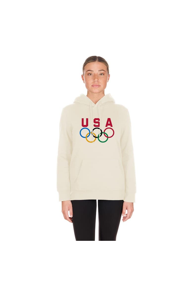 Women's New Era  Cream Team USA 5 Rings Chrome Pullover Hoodie, Alternate, color, Cream