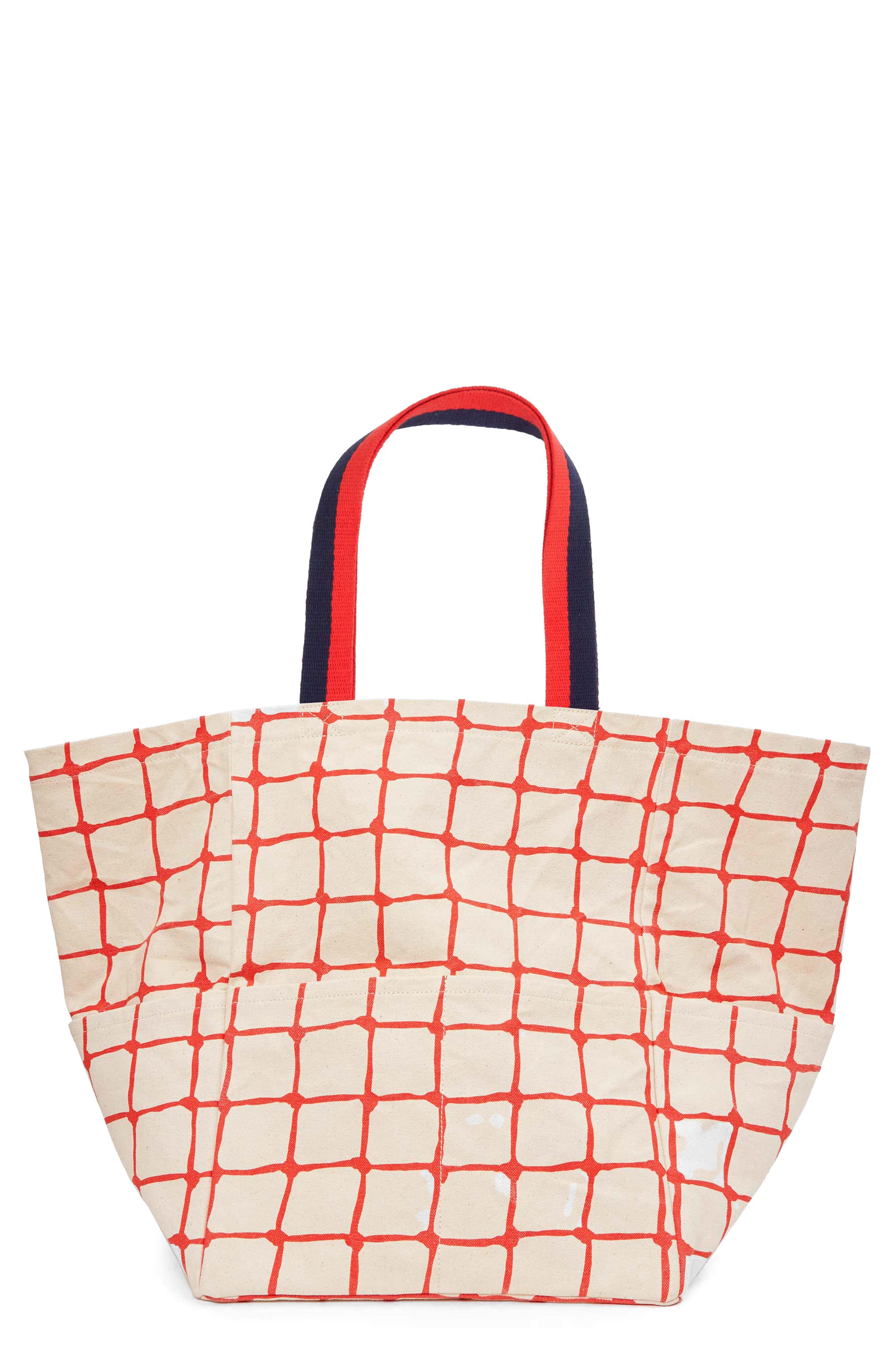 Clare V. Giant Marine Cotton Canvas Tote, Main, color, 