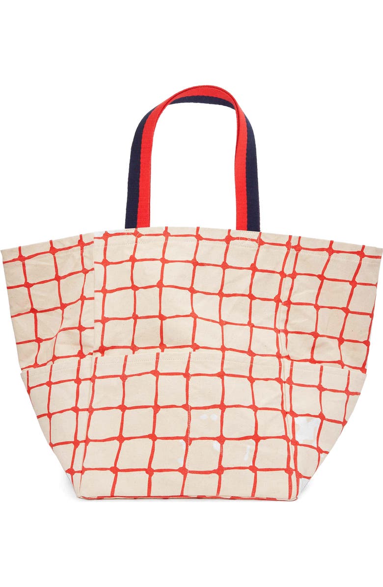 Clare V. Giant Marine Cotton Canvas Tote, Main, color,