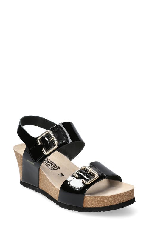 Mephisto Lissandra Platform Wedge Sandal In Black Patent