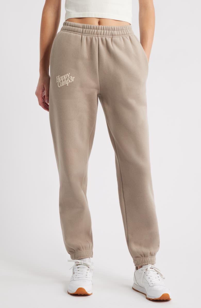 HAPPY CAMP3R Puff Series Core Logo Cotton Blend Joggers, Main, color, Taupe