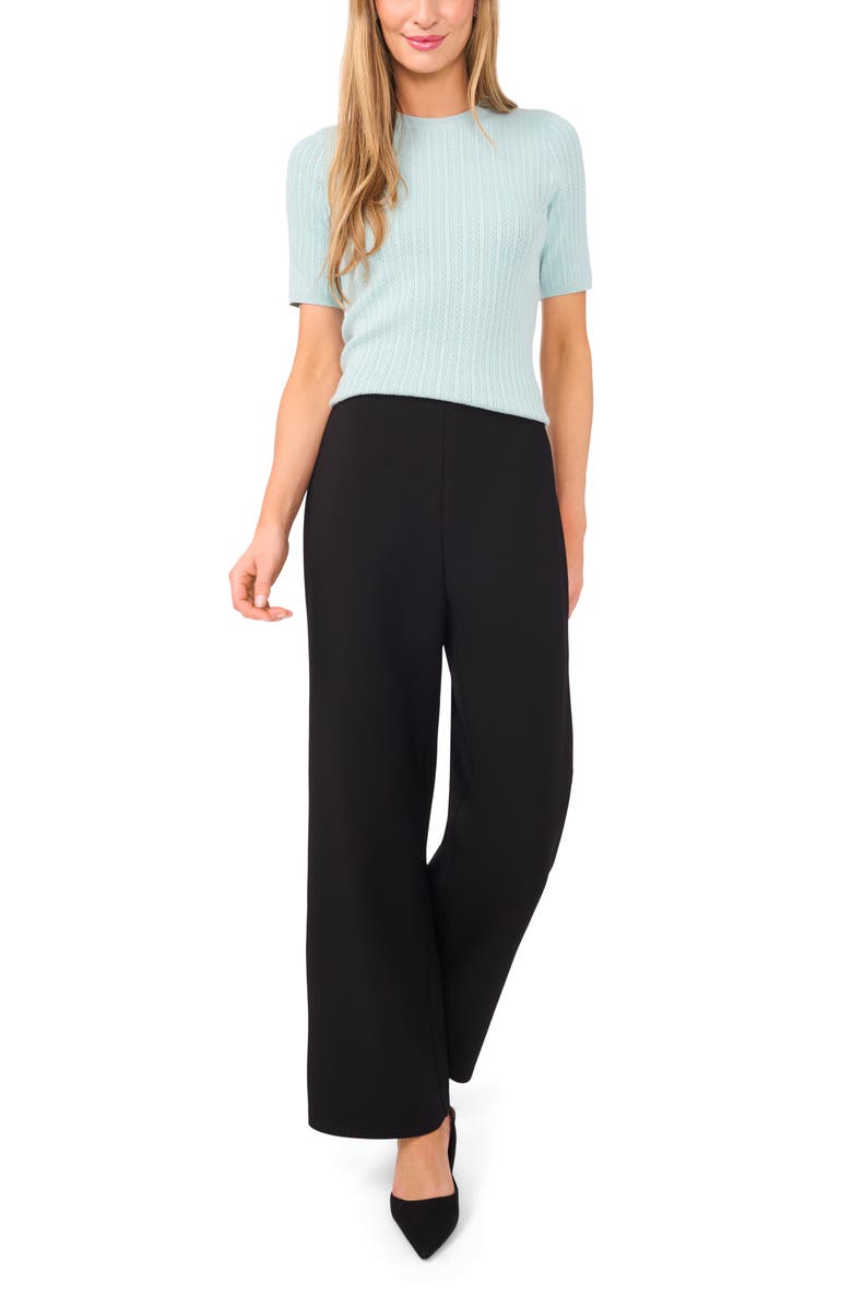 Halogen<sup>®</sup> Pointelle Stitch Short Sleeve Sweater, Alternate, color, Aqua Maligne