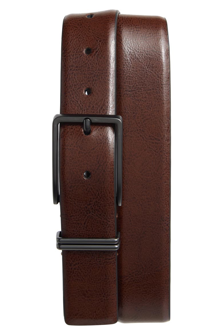Leather Belt, Main, color, BROWN