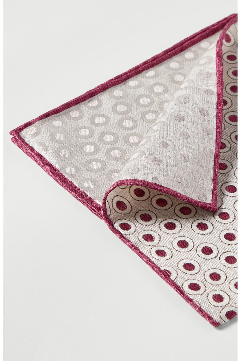 Spotted pattern silk pocket square, Alternate, color, Cherry