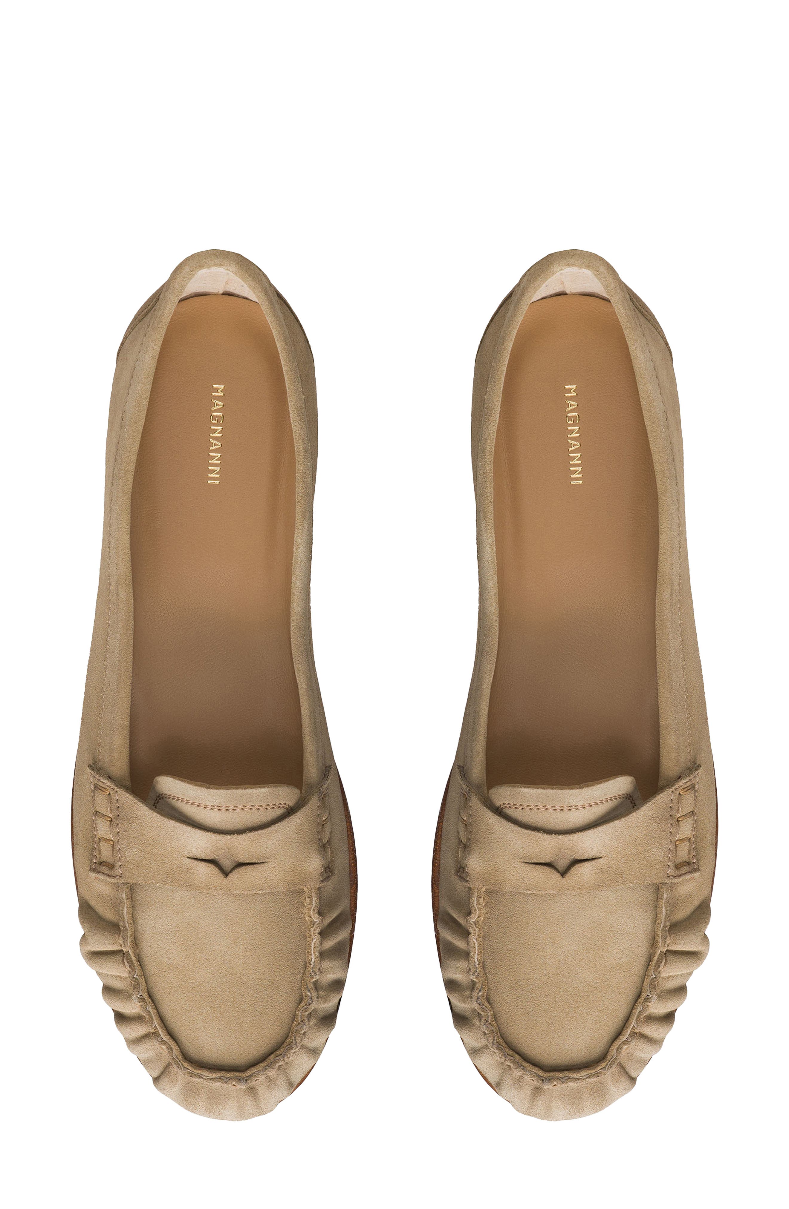 Celina Ruffle Penny Loafer, Alternate, color, CREAM SUEDE