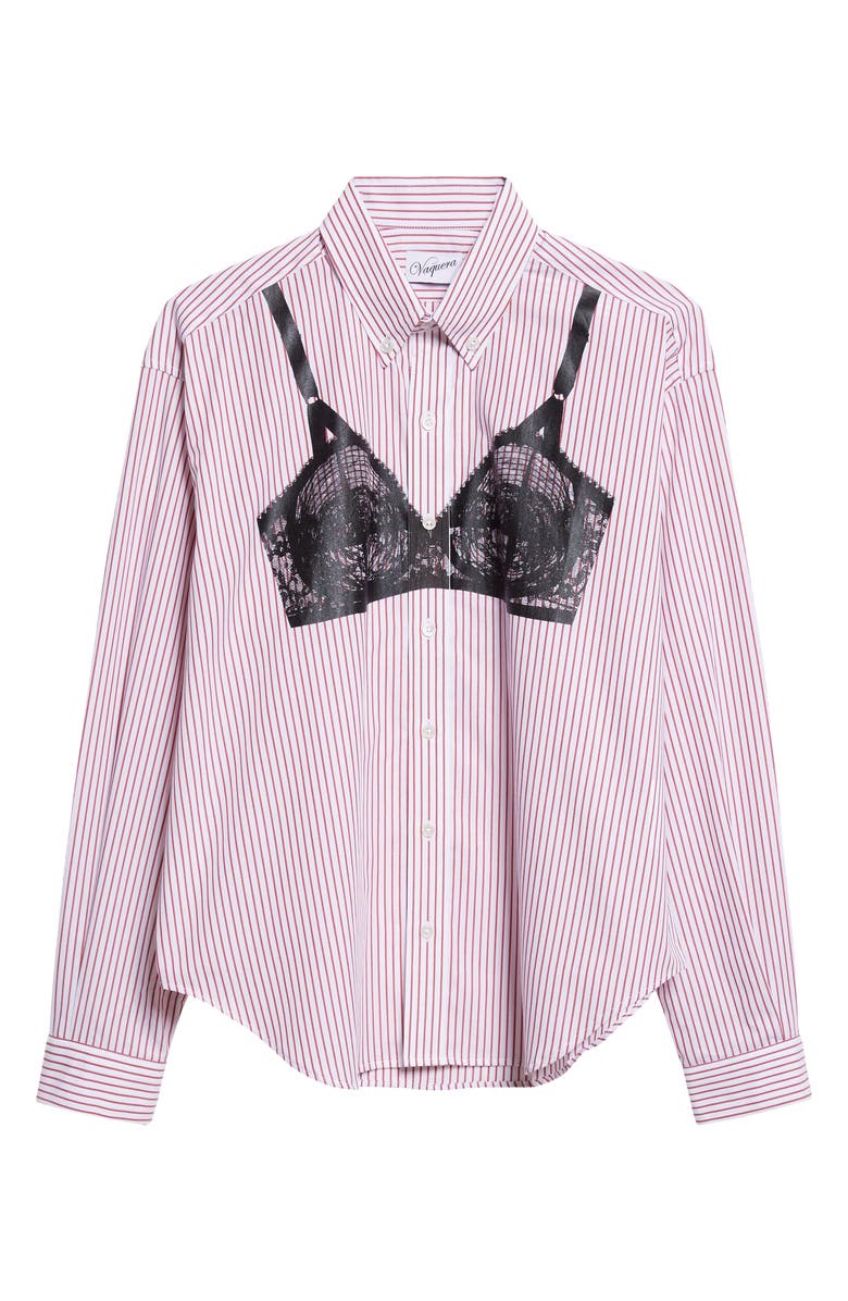 Vaquera Trompe l'Oeil Bra Stripe Graphic Button-Down Shirt, Alternate, color,