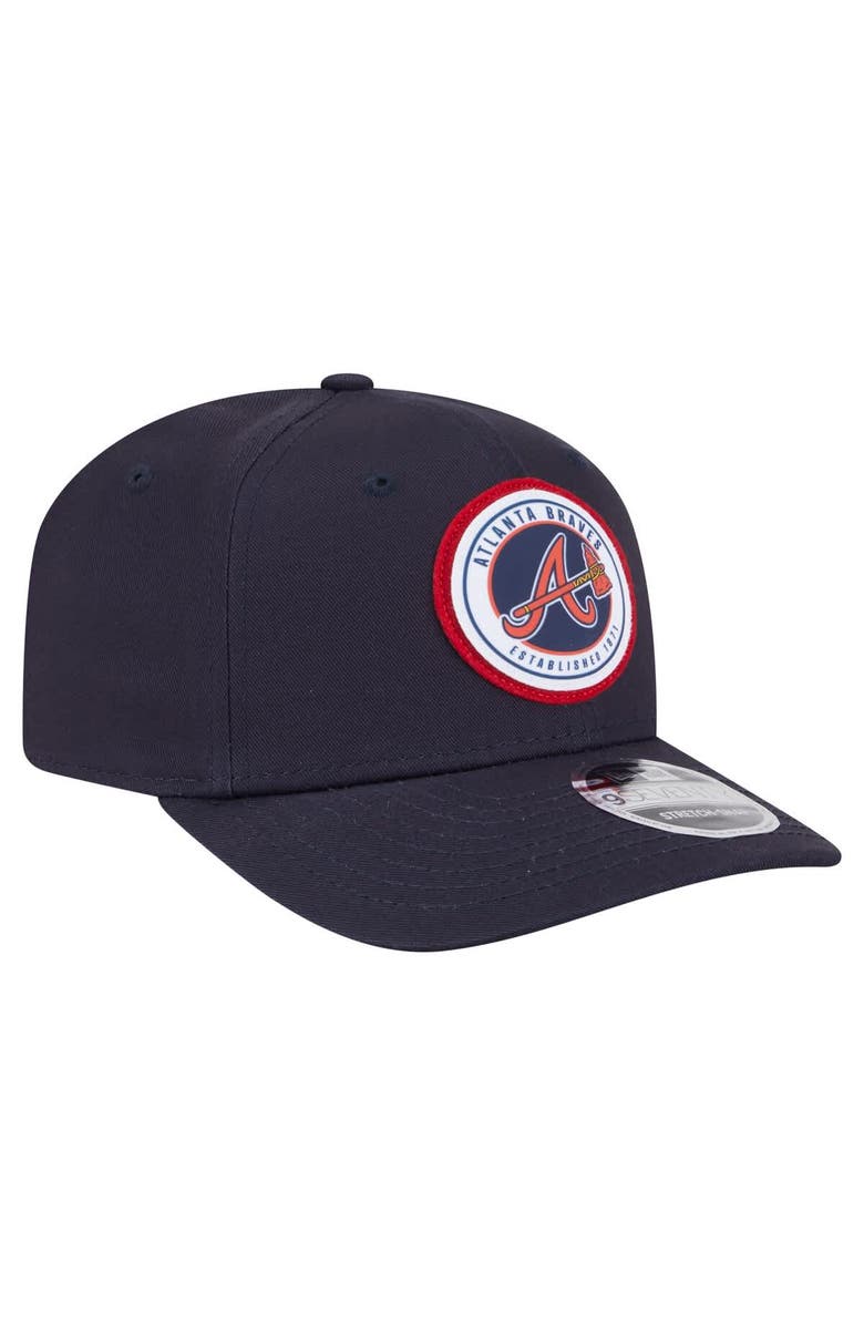 New Era Men's New Era Navy Atlanta Braves Circle Patch 9SEVENTY Stretch-Snap Hat, Alternate, color, 