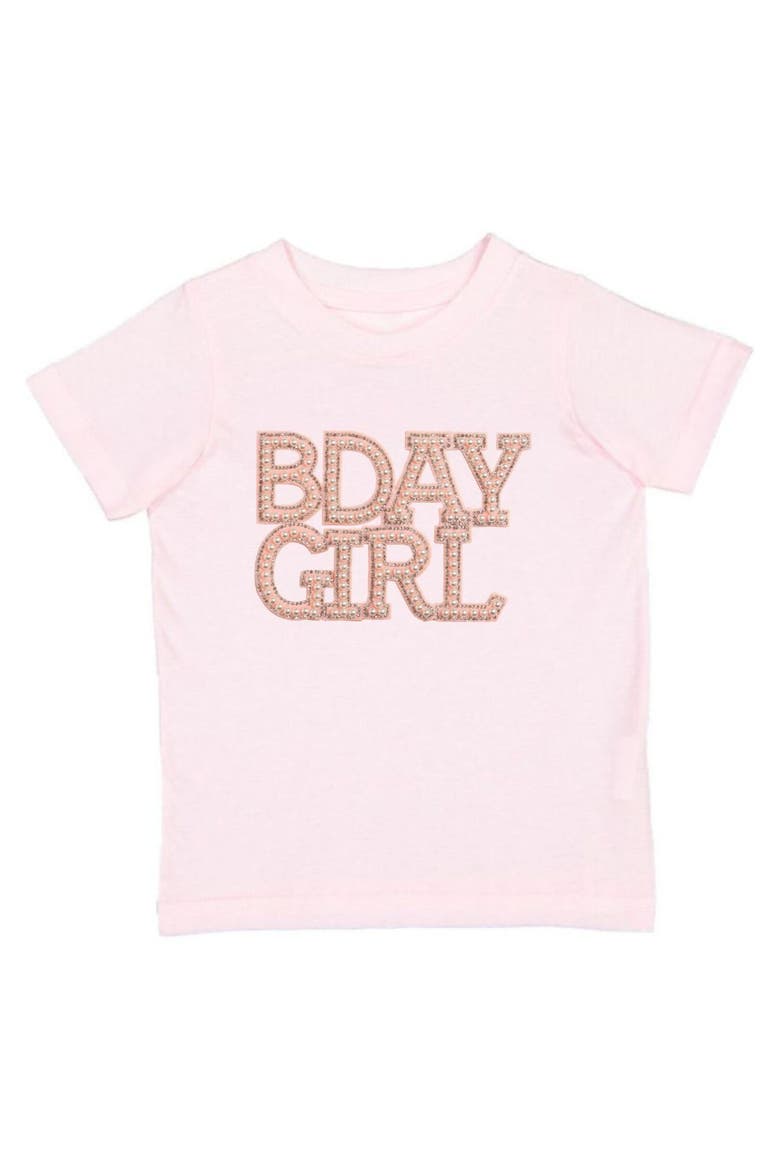 Pearl BDay Girl Patch Short Sleeve T-Shirt, Main, color, Ballet Pink