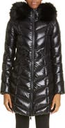 Moncler Fulmarre Quilted Down Coat with Faux Fur Trim