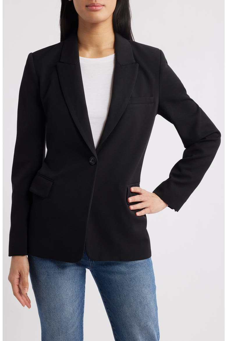 Single Button Relaxed Blazer, Alternate, color, RICH BLACK