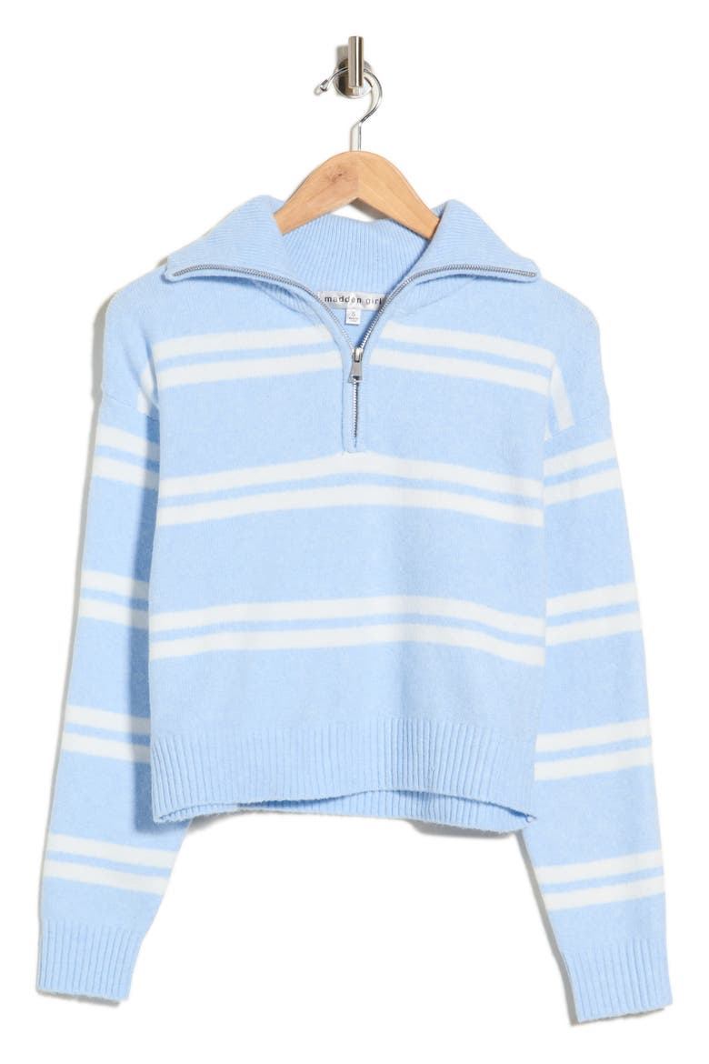 Striped Quarter Zip Sweater, Alternate, color, LIGHT BLUE COMBO