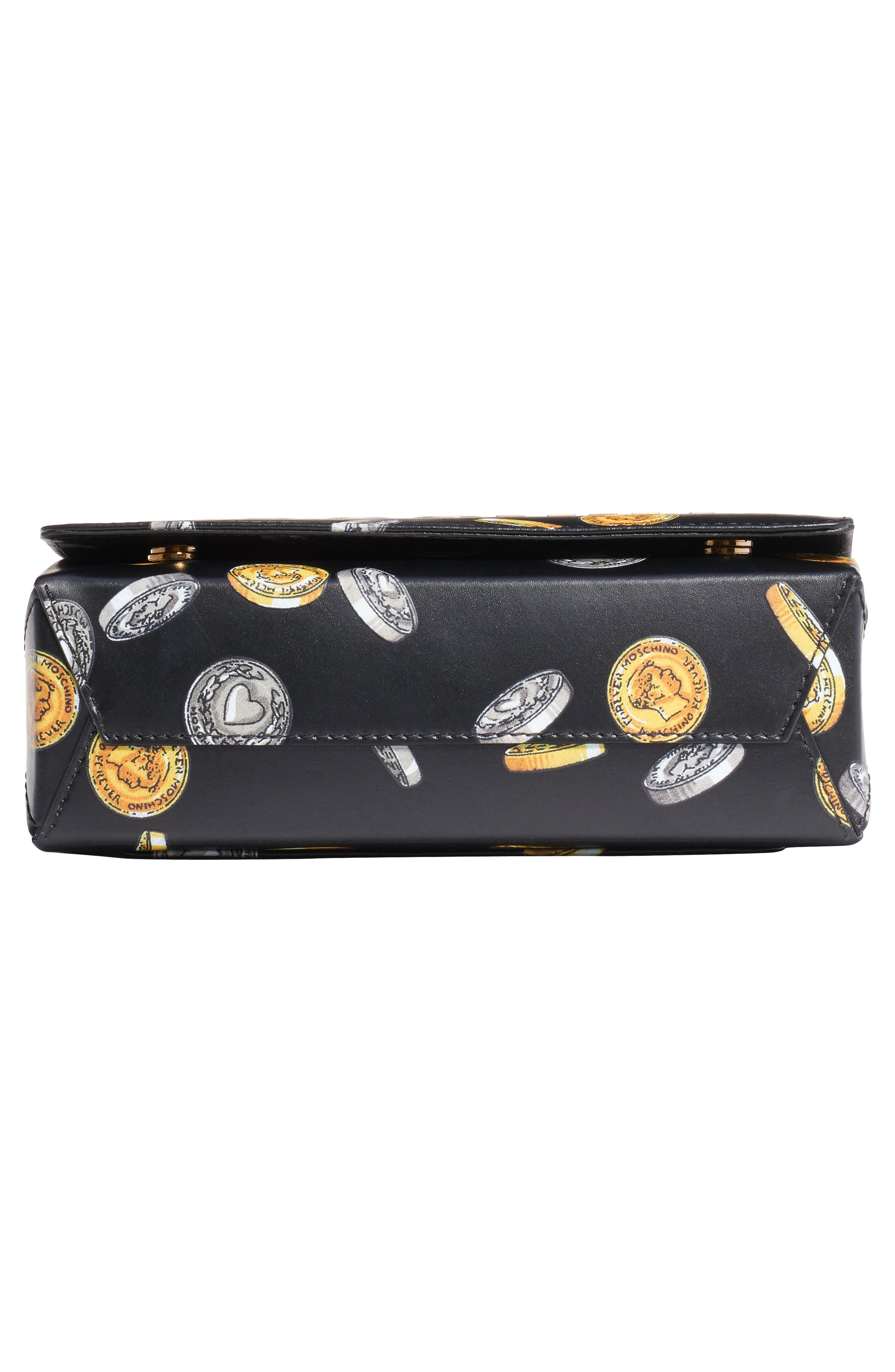 Moschino Logo Coin Print Faux Leather Crossbody Bag, Alternate, color, 