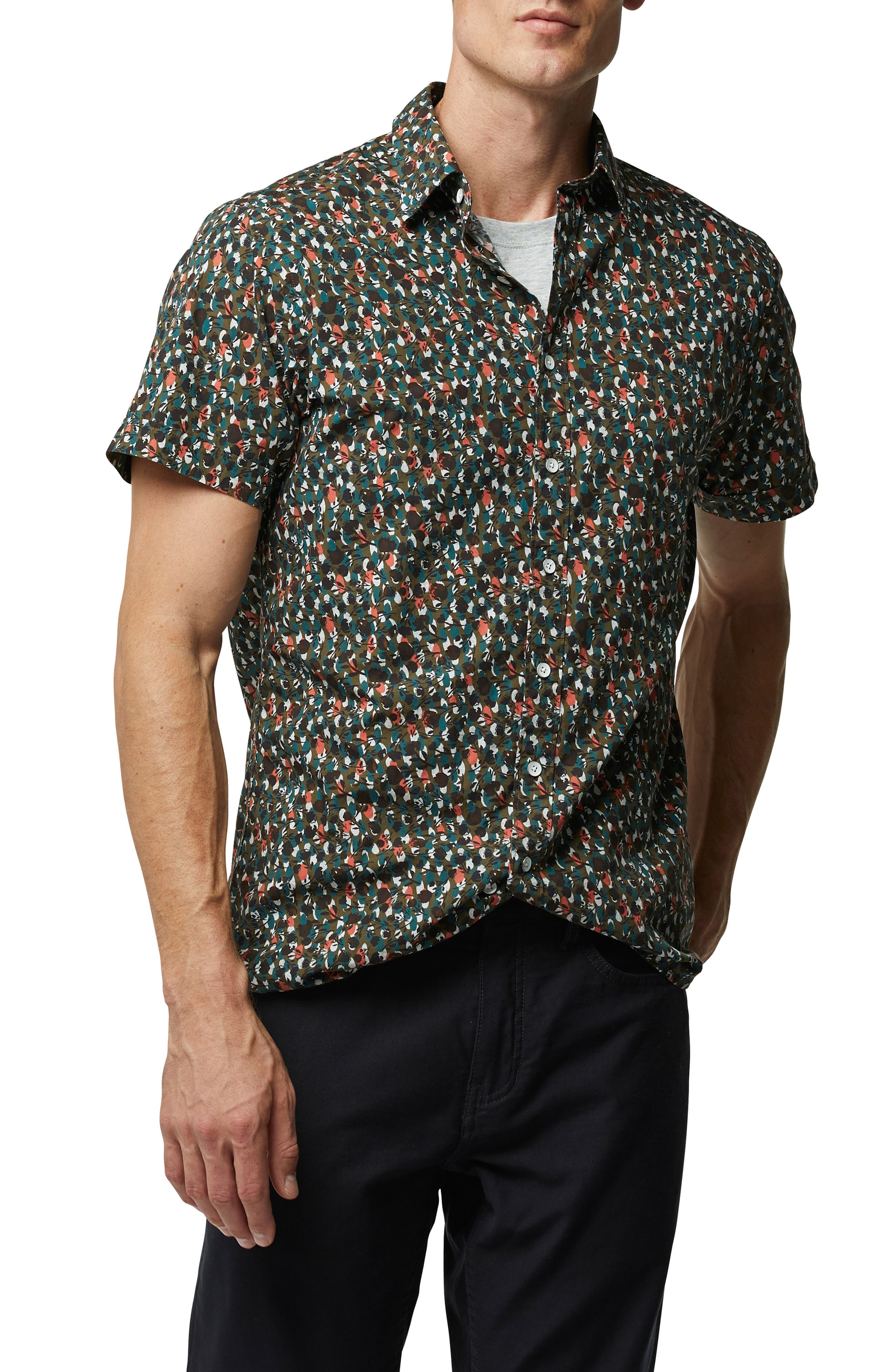 Rodd & Gunn Eglinton Flat Floral Short Sleeve Cotton Button-Up Shirt