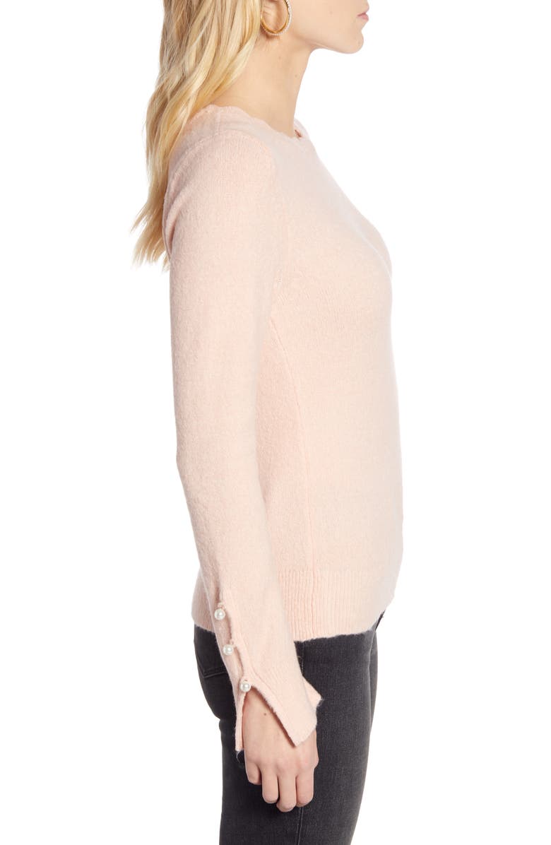 Rachel Parcell Scalloped Crewneck Sweater, Alternate, color,
