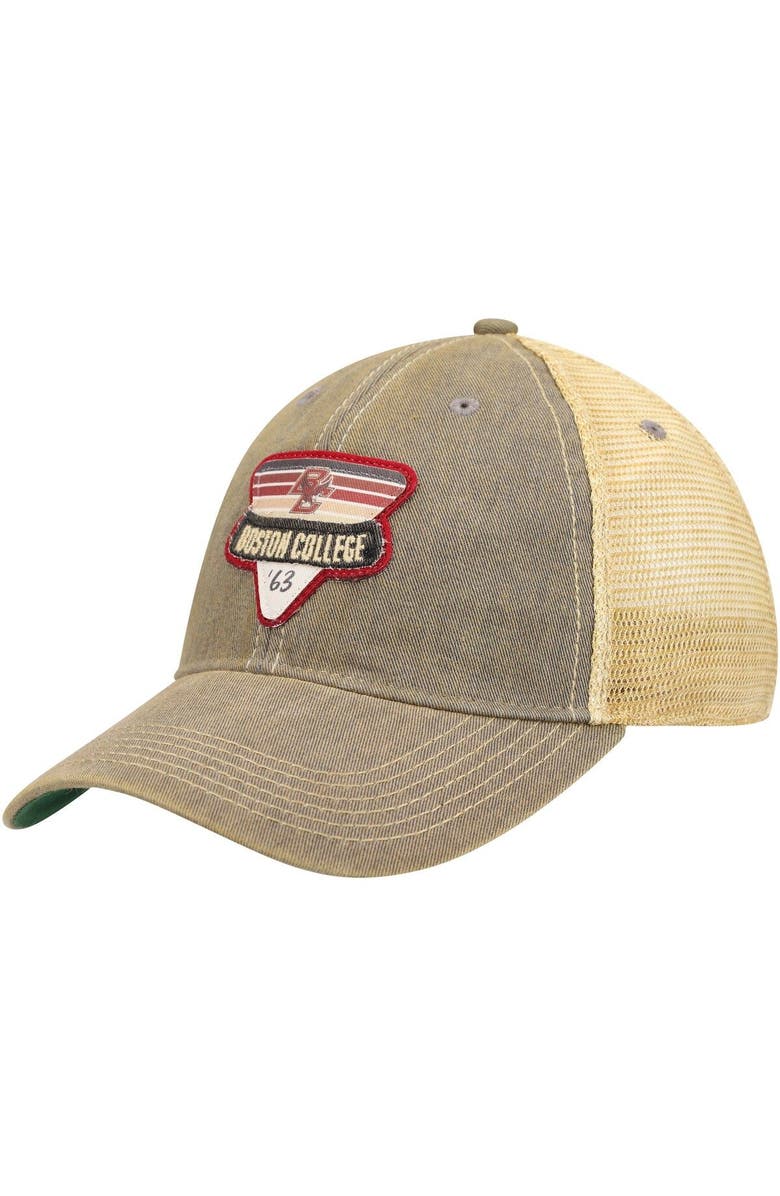 LEGACY ATHLETIC Men's Gray Boston College Eagles Legacy Point Old Favorite Trucker Snapback Hat, Main, color, 