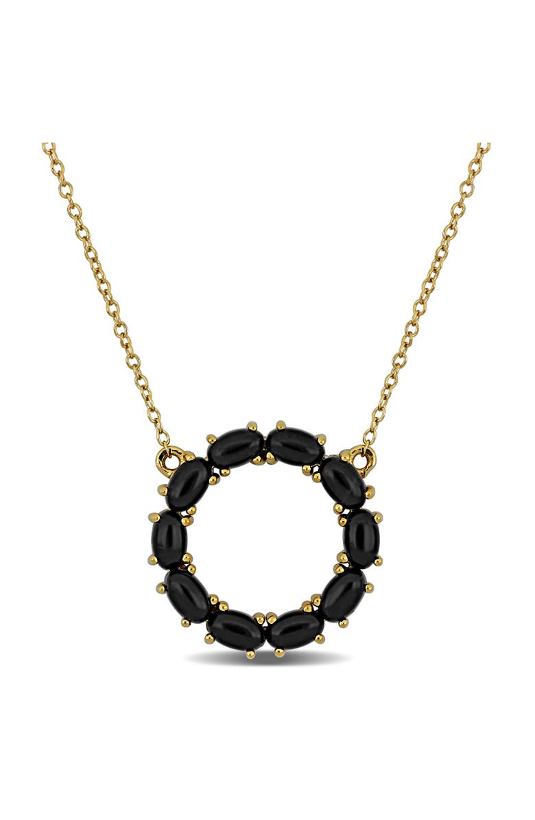 Julianna B. Black Onyx Circle Necklace Yellow Plated Sterling Silver, Main, color, Onyx