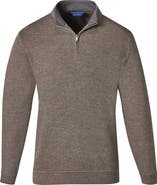 David Donahue Solid Quarter Zip Sweater