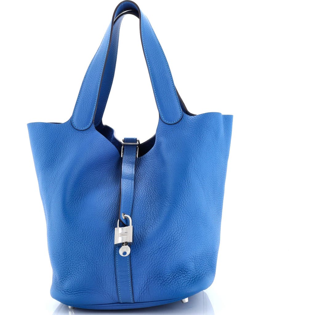 Pre-owned Hermes Hermes Picotin Lock Bag Clemence Gm In Blue