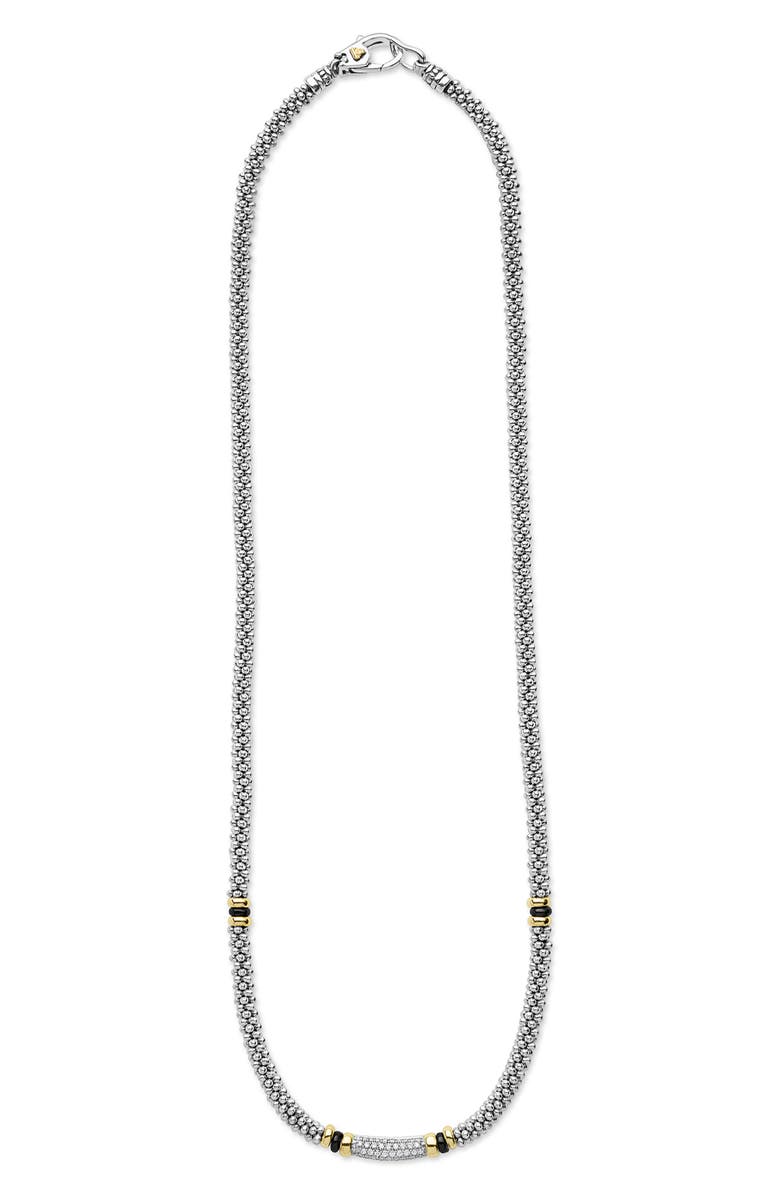 LAGOS Two-Tone Black Ceramic Caviar Diamond Necklace, Alternate, color, Two Tone