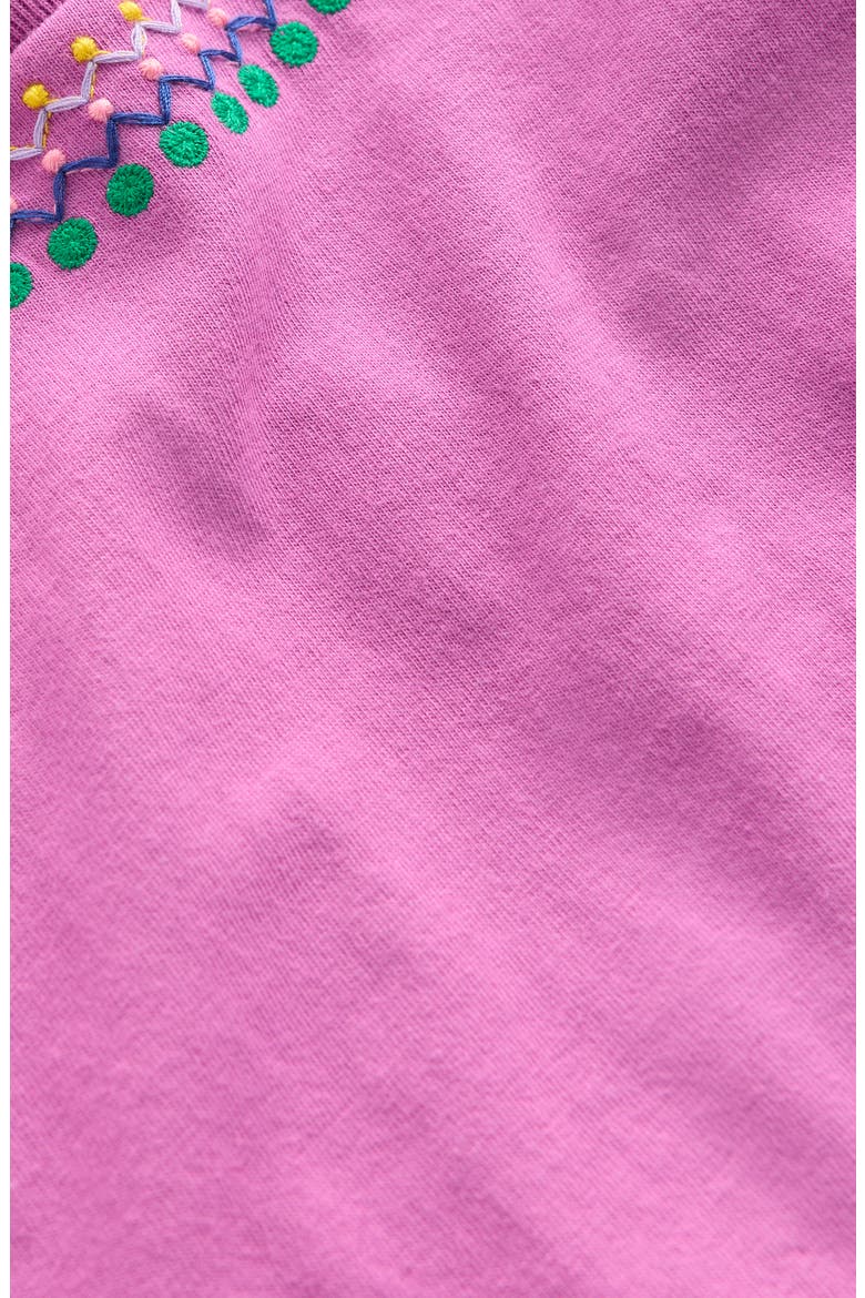 Kids' Embroidered Pom Trim T-Shirt, Alternate, color, RADIANT ORCHID