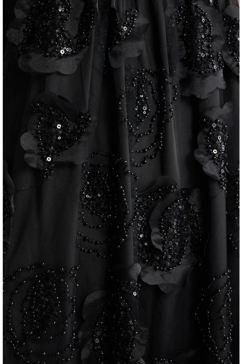 Ivy Beaded Floral Sleeveless Gown, Alternate, color, BLACK