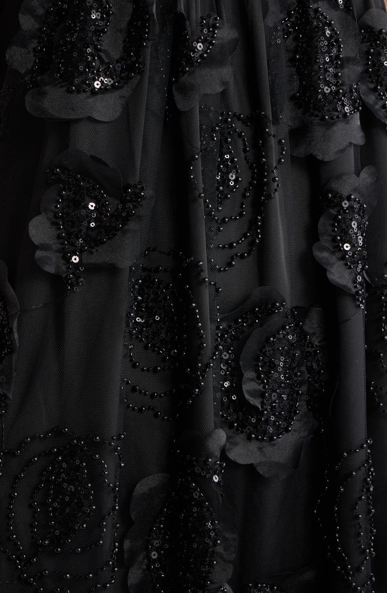 Delfi Collective Ivy Beaded Floral Sleeveless Gown, Alternate, color, Black