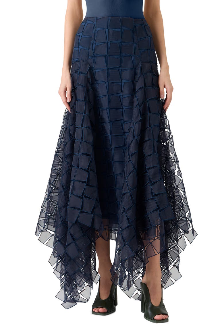 Trapezoid Organza Skirt, Main, color, NAVY