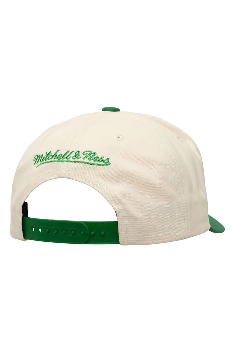 Mitchell & Ness Men's Mitchell & Ness Cream/Kelly Green Boston Celtics Soul Festival Staggered Zag Pro Pinch Snapback Hat, Alternate, color, 