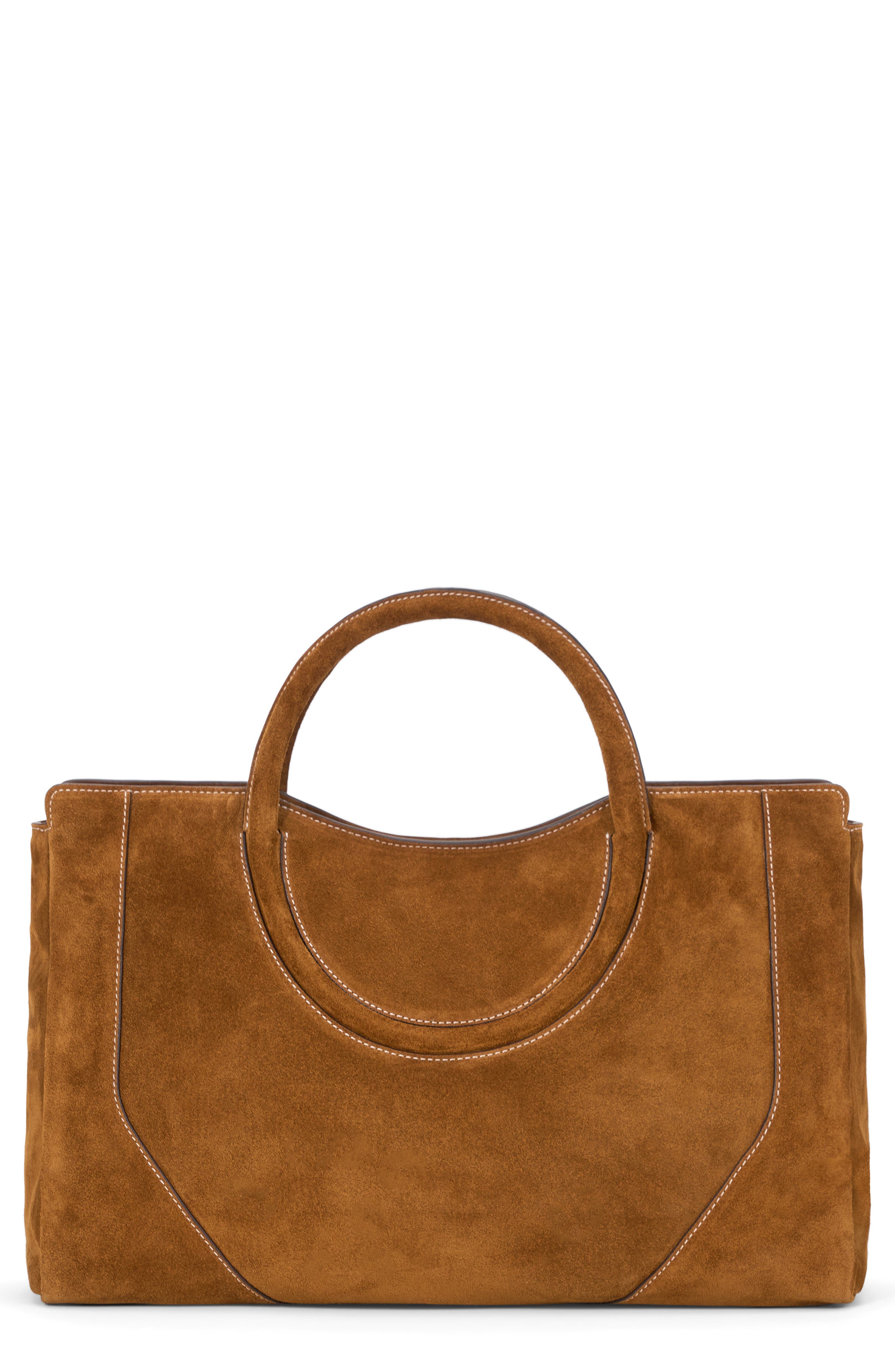 STAUD Maude Leather Satchel, Main, color, Tan