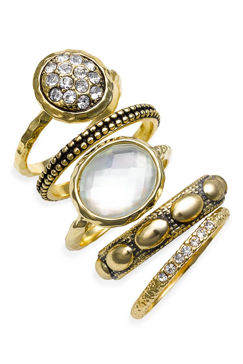 Multi Stone Stackable Rings, Main, color, MOONSTONE MLTI/GLD