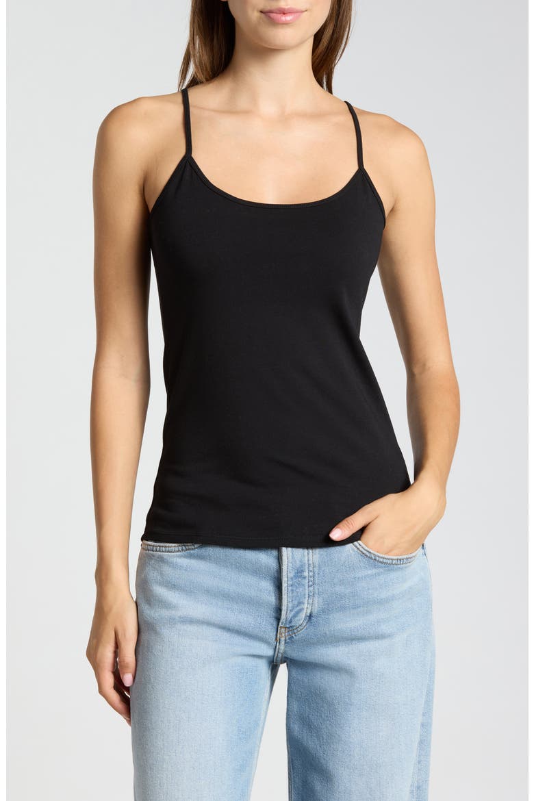 Cotton Jersey Knit Camisole, Main, color, BLACK