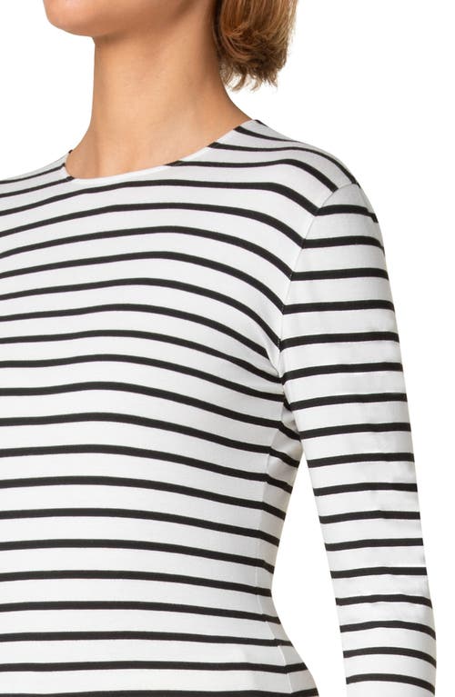Akris Punto Sailor Striped Long-sleeve Viscose Jersey Top In Cream-black