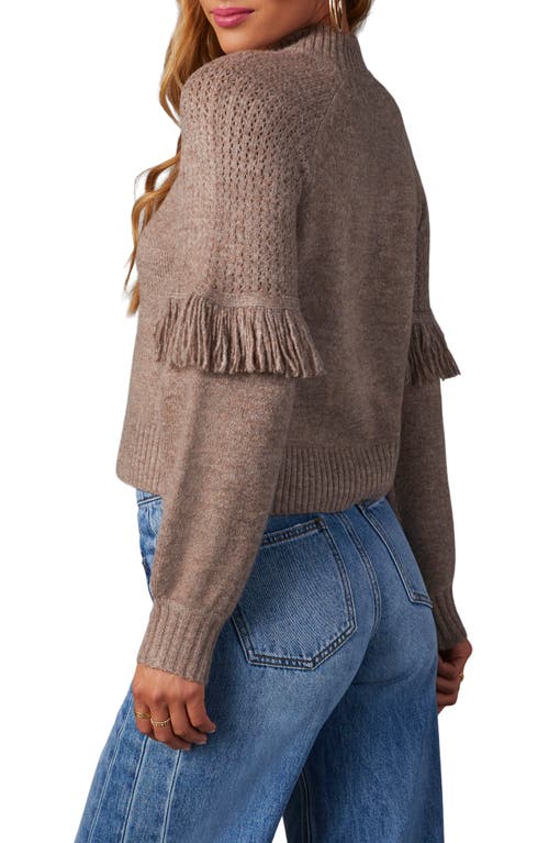 Vici Collection Reseda Fringe Sleeve Sweater In Taupe