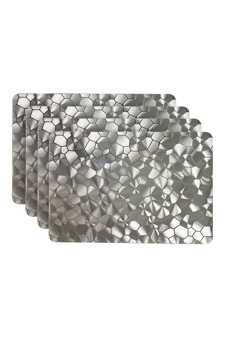 Mirror Print Set of 4 Placemats, Main, color, SILVER