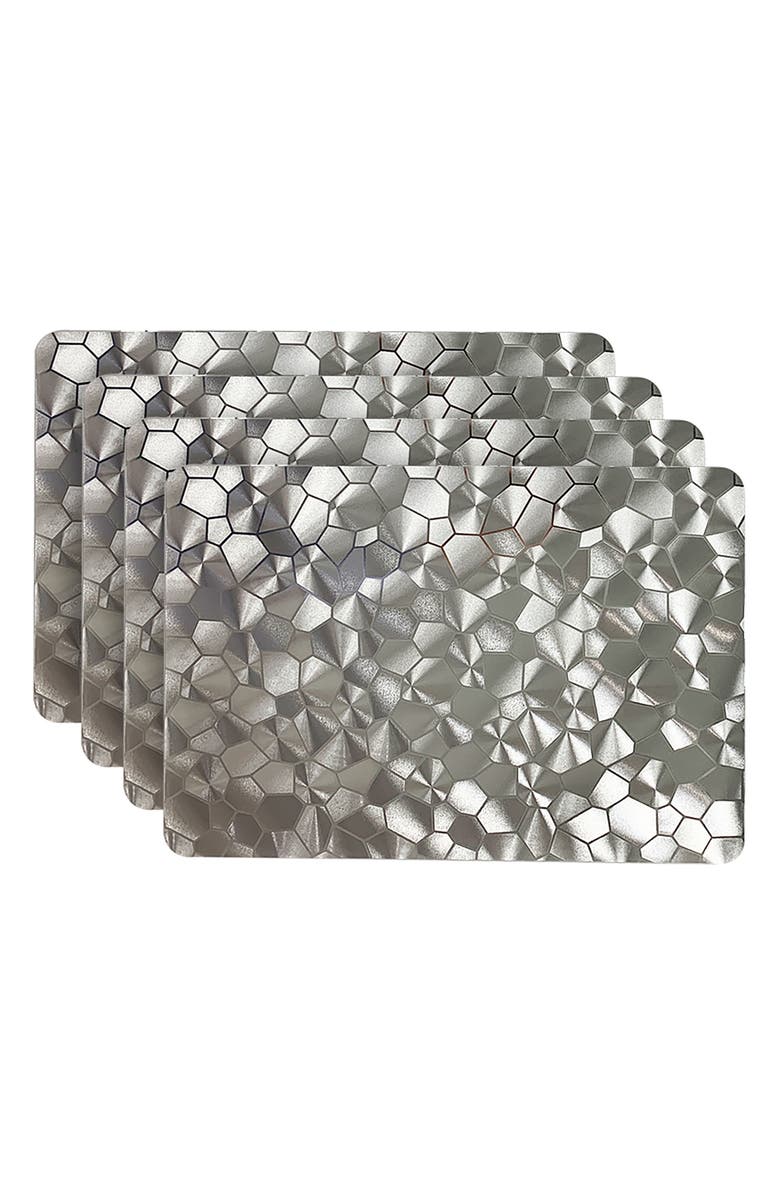 DAINTY HOME Mirror Print Set of 4 Placemats, Main, color, Silver