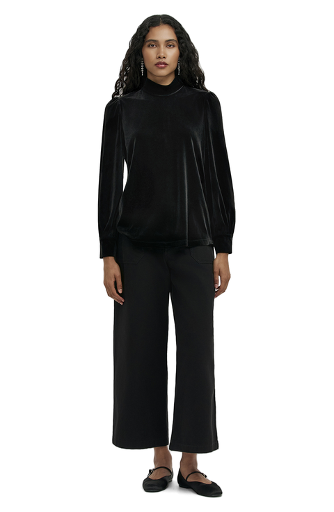 Clementine Velvet High Neck Top