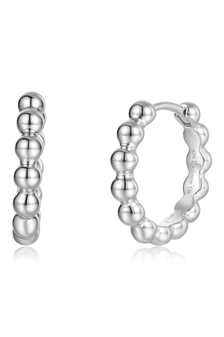 Classic Lumina Beaded Huggie Hoop Earrings, Main, color, SILVER