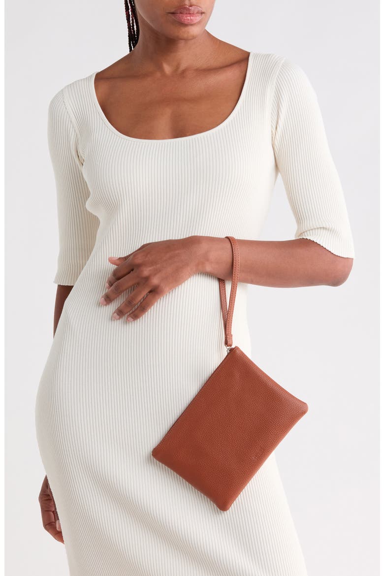 Pebbled Wristlet, Alternate, color, COGNAC