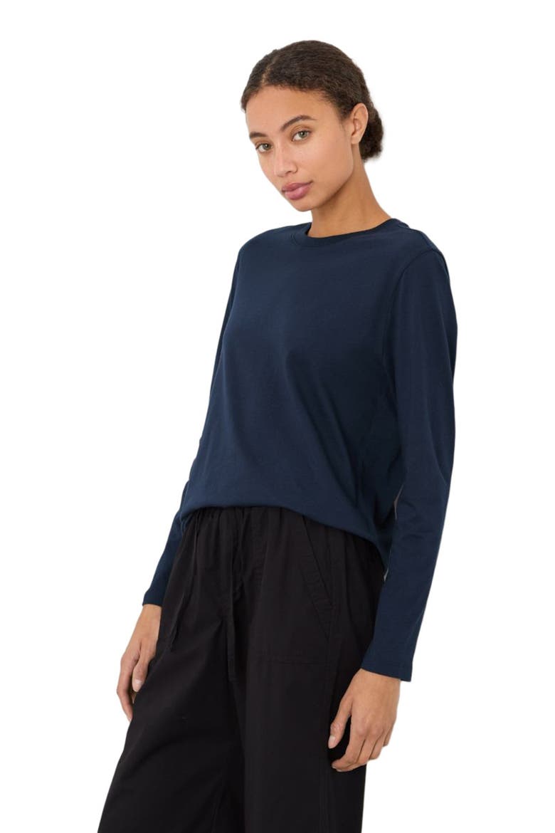 Organic Cotton Softspun Essential Crewneck Long Sleeve Tee, Alternate, color, Navy
