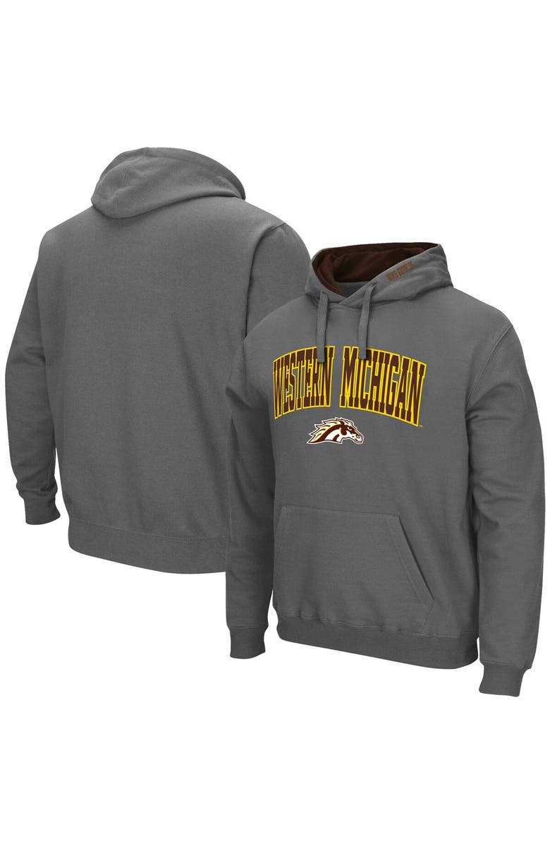COLOSSEUM Men's Colosseum Charcoal Western Michigan Broncos Arch & Logo 3.0 Pullover Hoodie, Main, color,