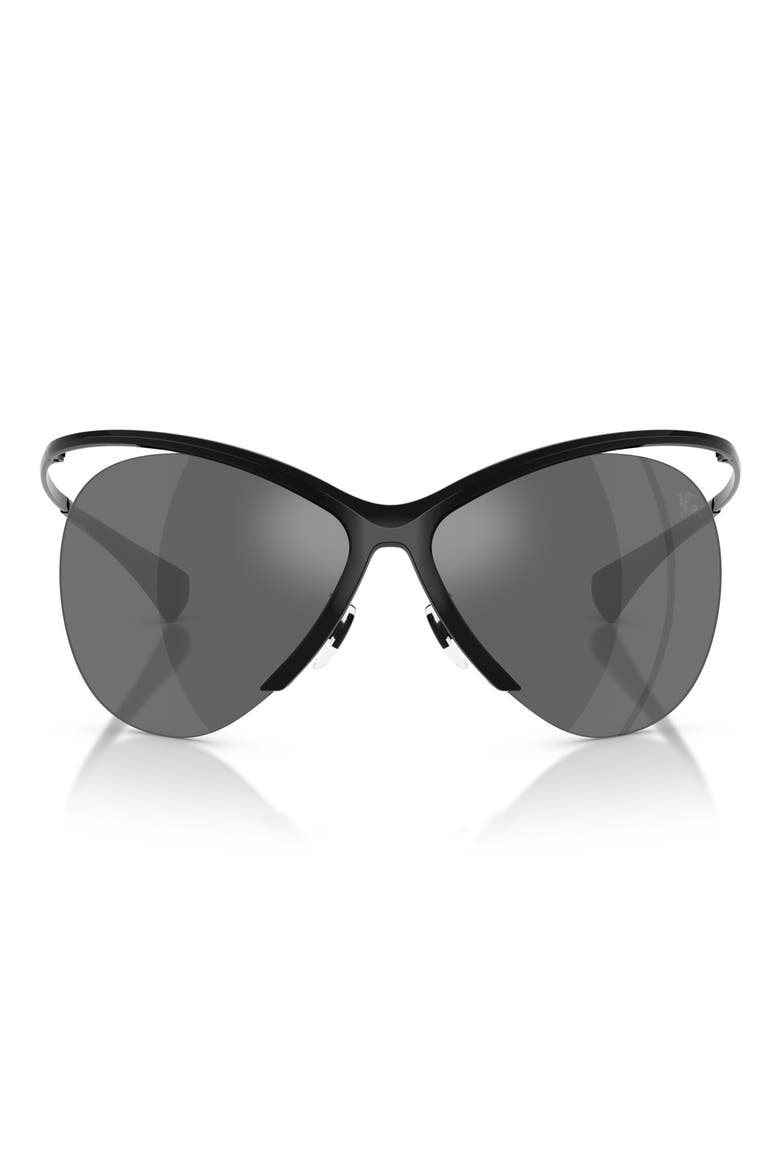 137mm Cat Eye Sunglasses, Main, color, BLACK / GREY MIRROR SILVER