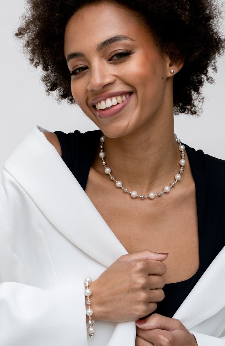 Dower & Hall Nugget & White Freshwater Pearl Bracelet, Alternate, color, Sterling Silver