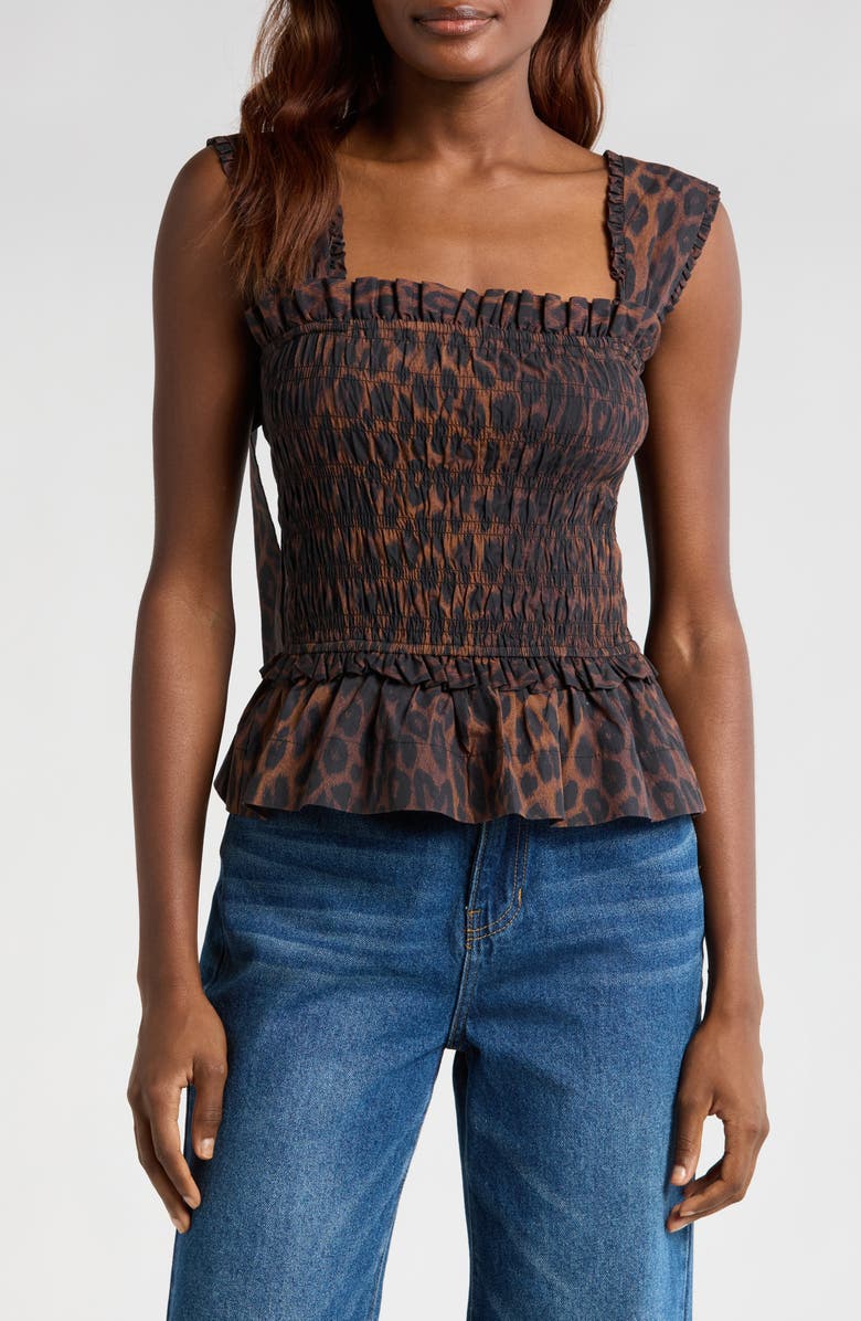 Damson Madder Tish Leopard Peplum Top, Main, color,