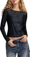 Lucky Brand Sequin Long Sleeve Top