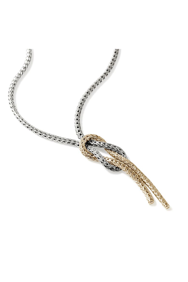 Love Knot Y-Necklace, 1.8mm, Alternate, color, SILVER/ GOLD